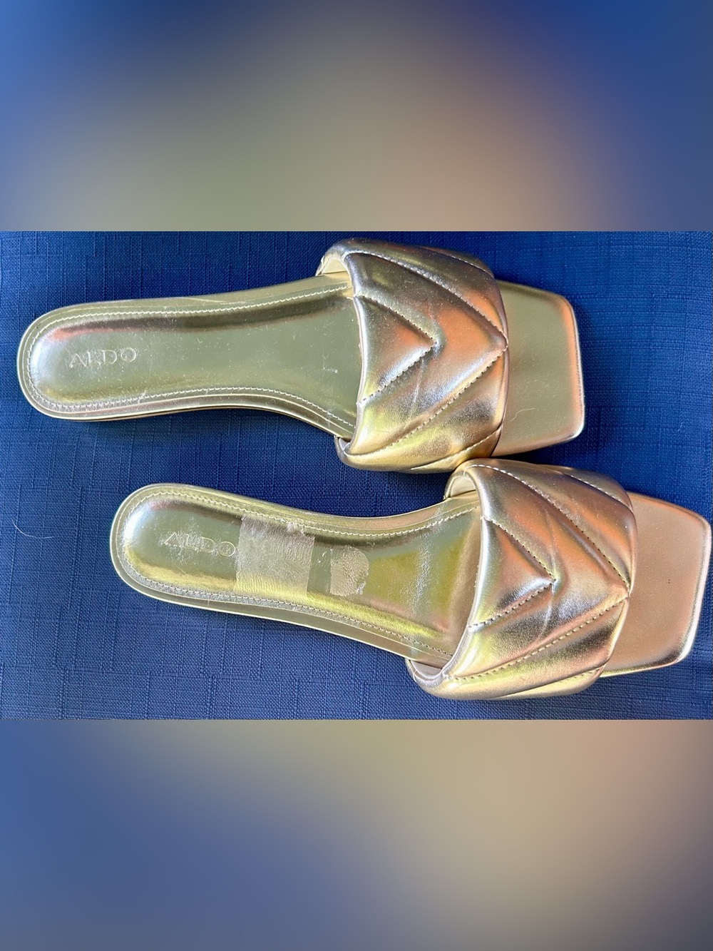 Fabulous Aldo Gold Quilted Slides, women size 11